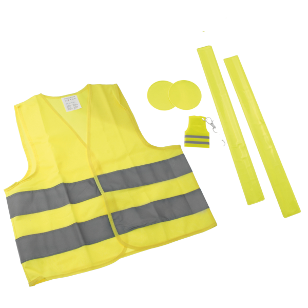 Kit alta visibilità per bambini giallo fluo con fasce catarifrangenti