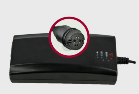 Caricabatterie per batterie BMZ Fantic 630Wh e 417Wh 42V 4A connettore magnetico cilindrico