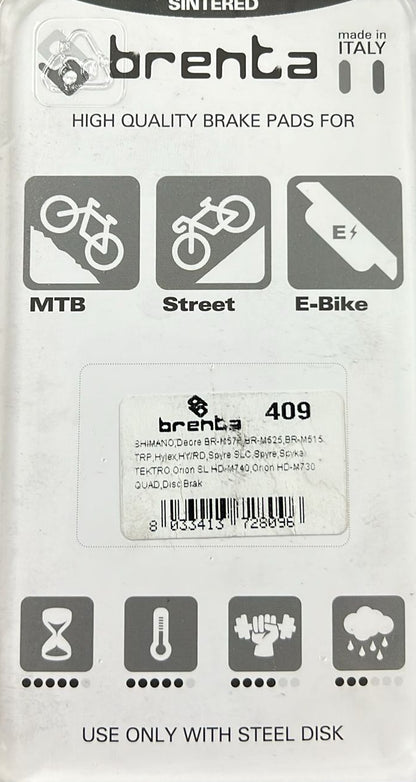 Pastiglie freno sinterizzate Brenta 409 per Shimano/TRP/Tektro