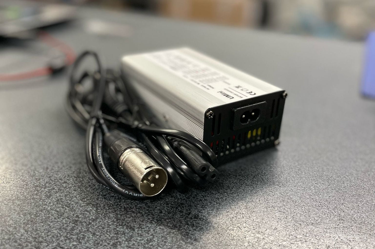Caricabatterie WAG 54,6V 2A con connettore tipo cilindrico con 3 PIN