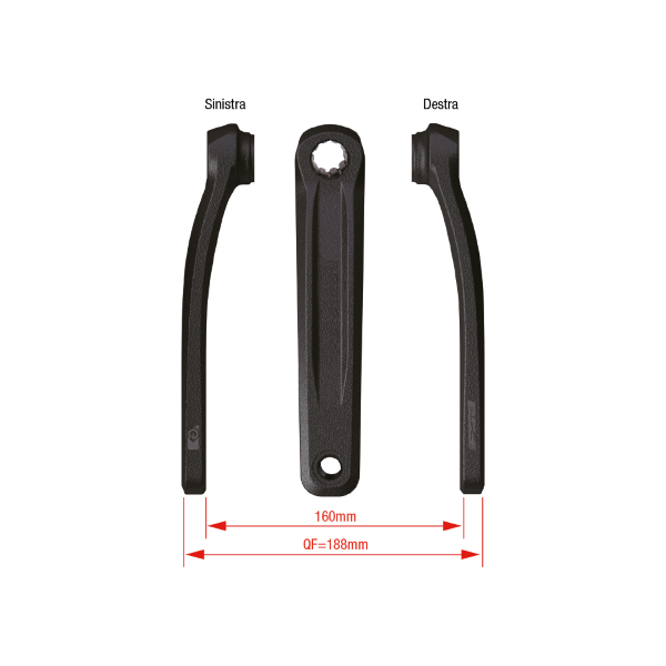 Coppia pedivelle per e‑bike Fantic FSA CK‑320/IS 155 mm, nero