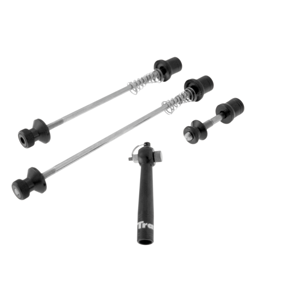 Kit antifurto per ruote e sella bicicletta TranzX con chiave codificata argento e nero