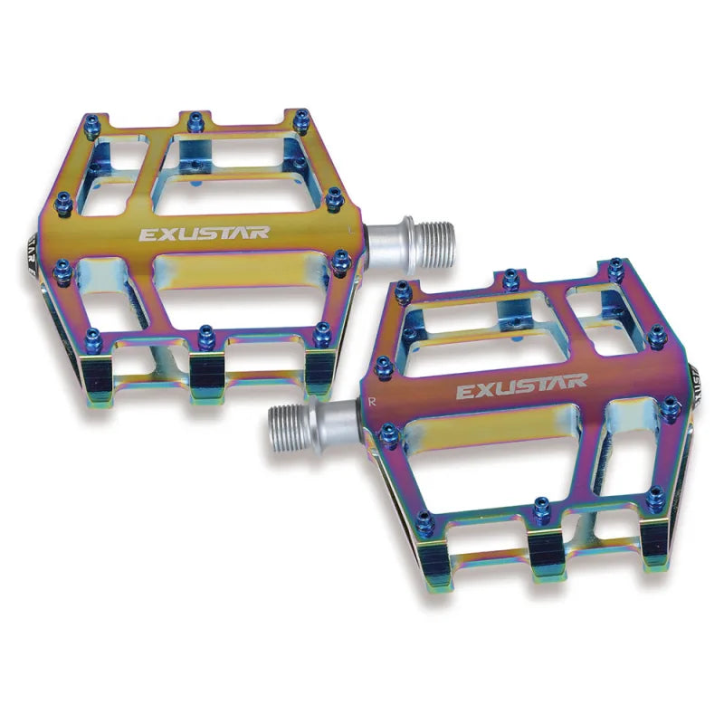 Pedali Exustar E-PB525 FLAT in alluminio finitura Oil Slick