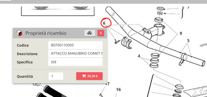 Attacco manubrio Comet 50mm +6° Ø35 (anche per e-bike Fantic)