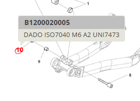Dado ISO7040 M6 A2 UNI7473, Fantic