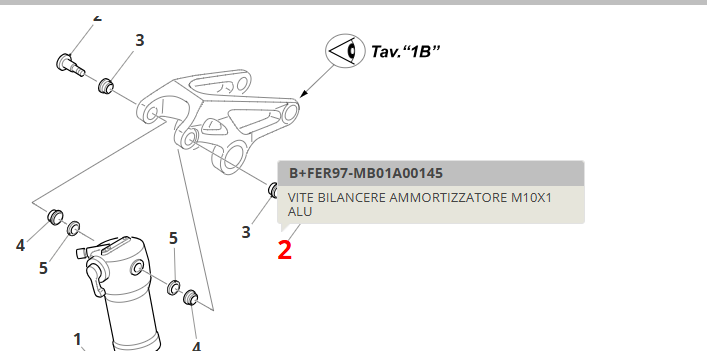 Vite bilancere ammortizzatore M10x1 Alu per e-bike Fantic