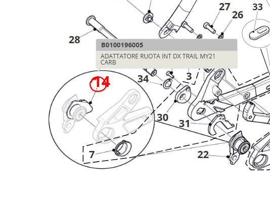 Adattatore ruota per Fantic XTF 1.5 Carbon MY21. Anodizzato rosso