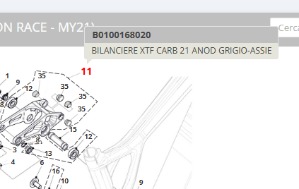 Bilanciere per Fantic XTF 1.5 e 1.6 Carbon MY21. Colore grigio  (usato)