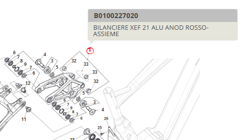 Bilanciere per Fantic da XMF 1.7 a XEF 2.0 MY22-MY24 anodizzato rosso (usato)