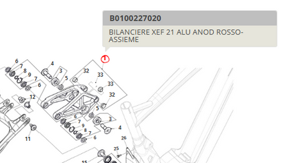 Bilanciere per Fantic da XMF 1.7 a XEF 2.0 MY22-MY24 anodizzato rosso (usato)