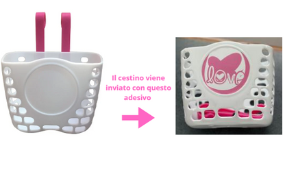 Cestino Bici Junior 18x12x15cm in plastica diverse fantasie installazione anteriore