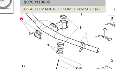 Attacco manubrio Comet 50mm +6° Ø35 (anche per e-bike Fantic)