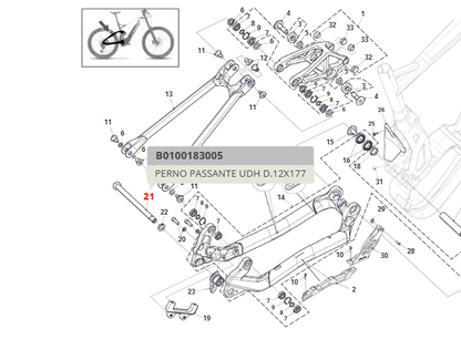 Perno passante M12x177mm (anche per e-bike Fantic) per forcellino UDH nero