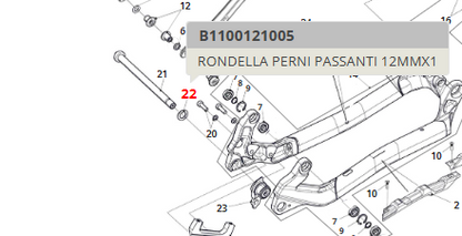 Rondella per perni passanti 12mmx1 Fantic e altri