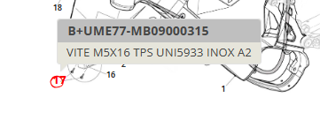 Kit viti (2 pz.) M5x16 TPS UNI5933 inox, Fantic