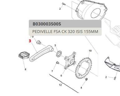 Coppia pedivelle per e‑bike Fantic FSA CK‑320/IS 155 mm, nero