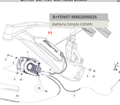 Fantic Batteria 630Wh originale per e-bike Fantic con motorizzazione Brose