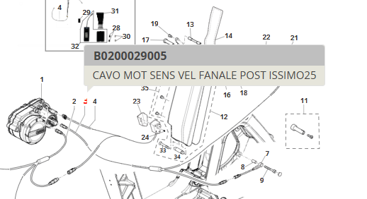 Cavo sensore velocità fanale posteriore Fantic Issimo B0200029005 originale